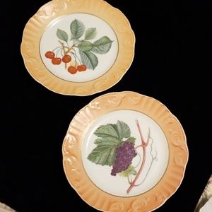 2 fruit motif luncheon plates